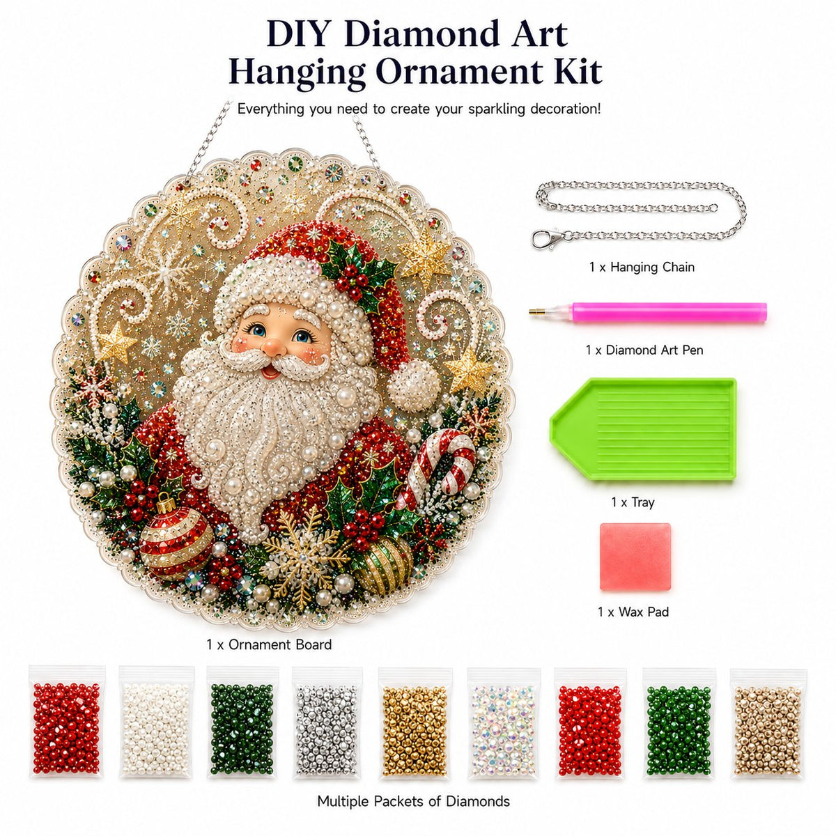 Weihnachts-Perlen-Diamond-Art-Hängeornament-Set