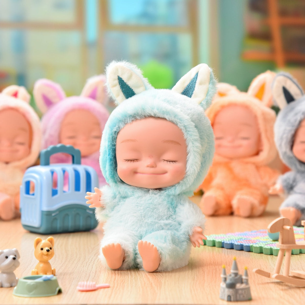 10,6 Zoll Plüsch Tier-Onesie Babypuppe mit geschlossenen Augen, beweglich
