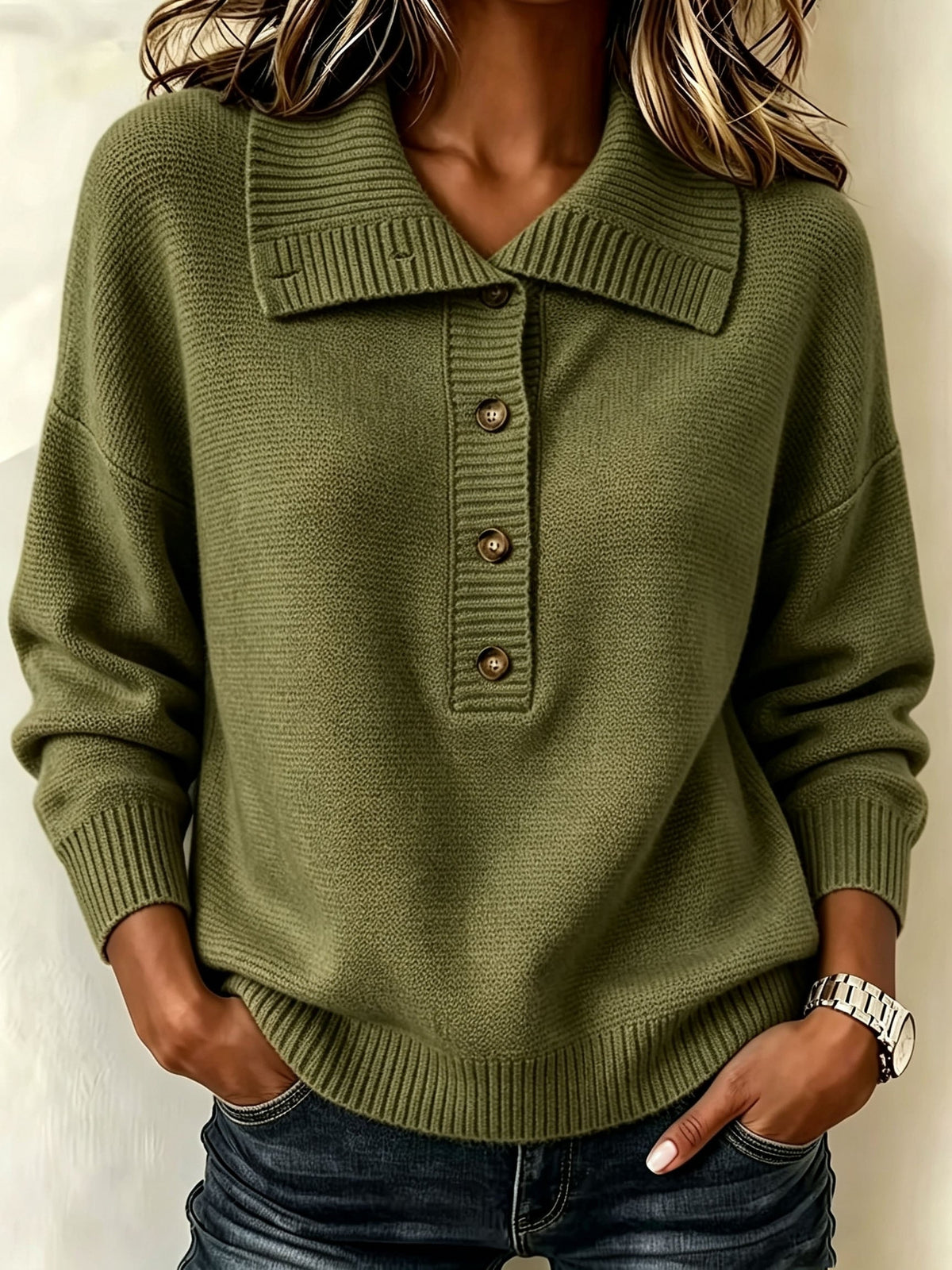 Nicole Damen Herbst-Pullover mit Knöpfen