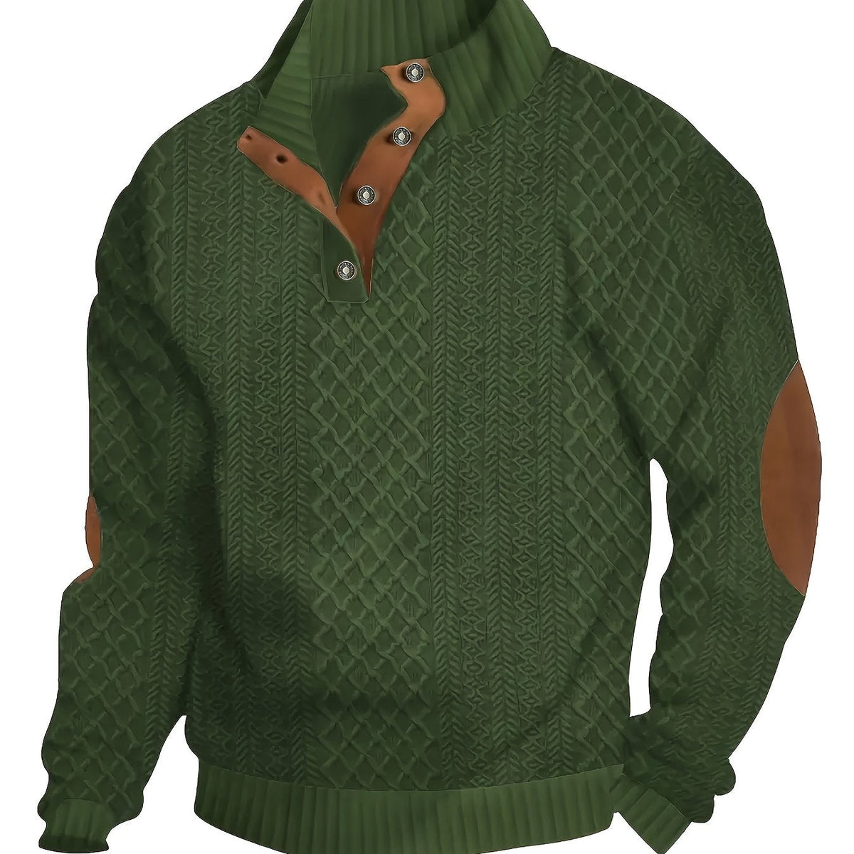 Pullover mit Stehkragen und Knopfleiste im Henley-Stil