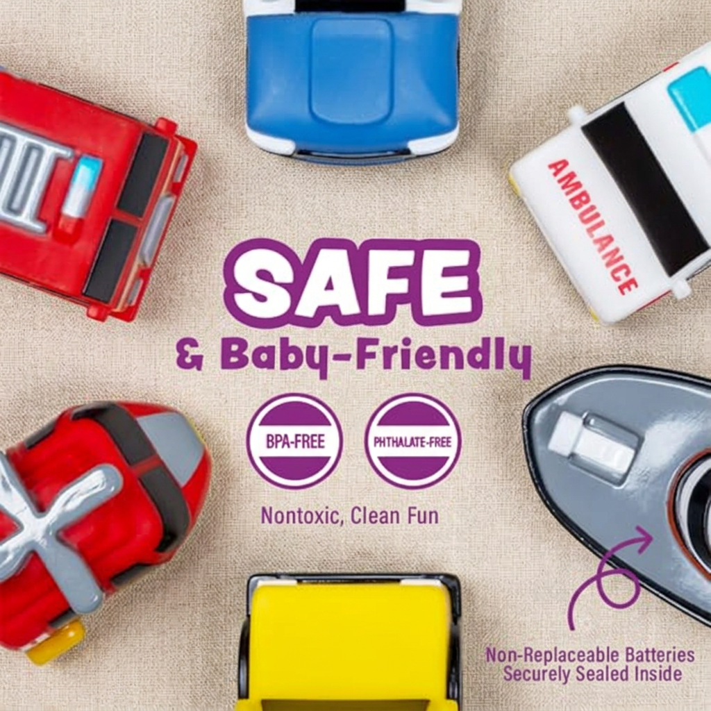 6er-Pack Farbwechselnde Einsatzfahrzeug-Badespielzeuge für Babys & Kleinkinder