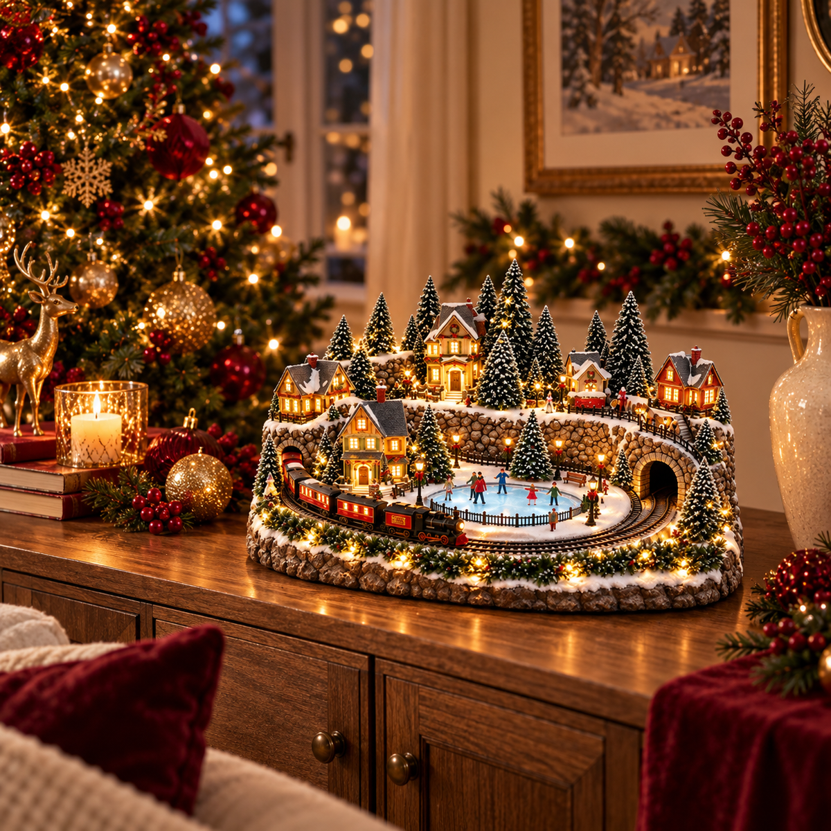 Magischer Weihnachtszug & Eislaufbahn