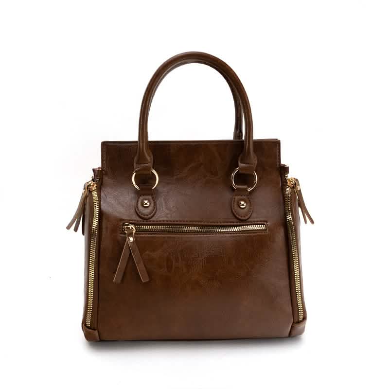 Vintage PU-Leder-Handtasche mit Multitaschen-Organizer-Einsatz