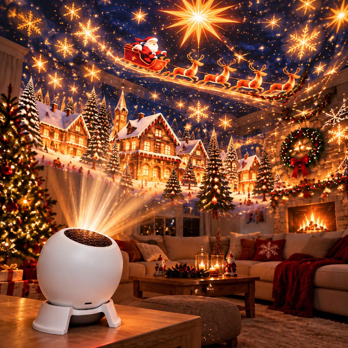 Weihnachts-Projektionsleuchte mit festlichen Mustern und 360-Grad-Verstellung