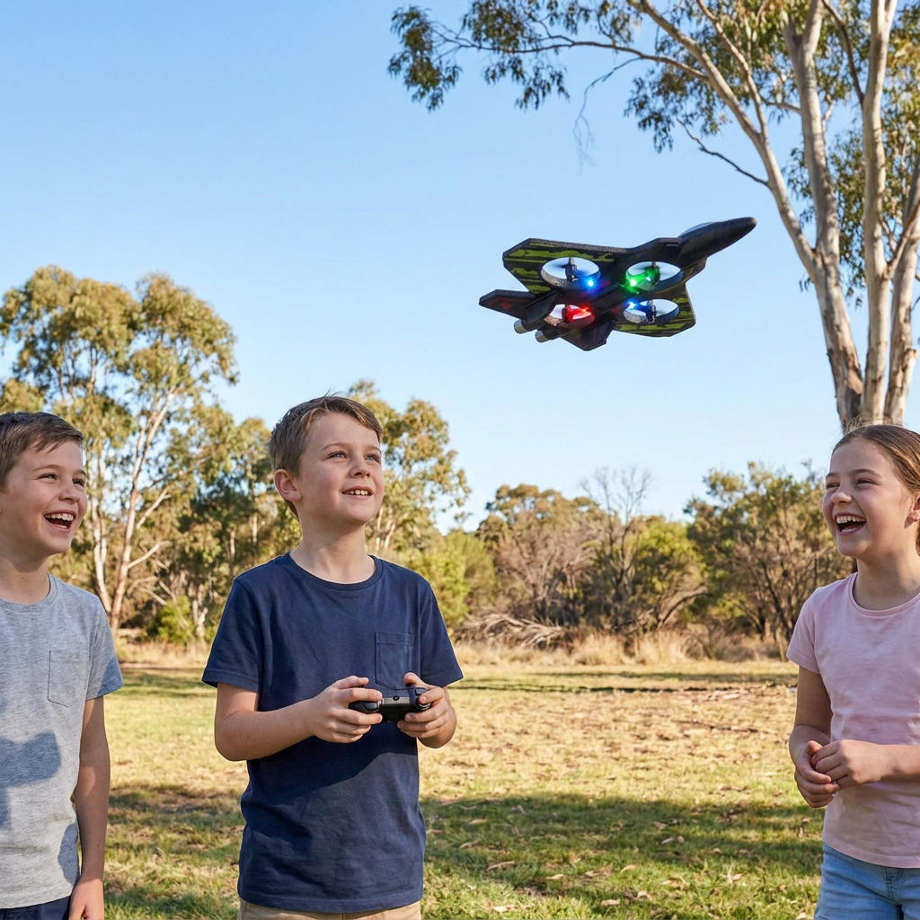 Langlebige Schaum RC Kampfjet Drohne für Innen- und Außenflug – 360° Flips & LED-Lichter