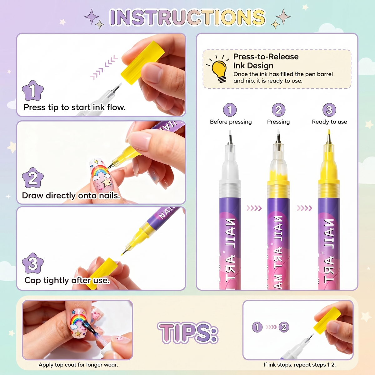 Abwaschbares Nagellack-Stift-Set für Kinder