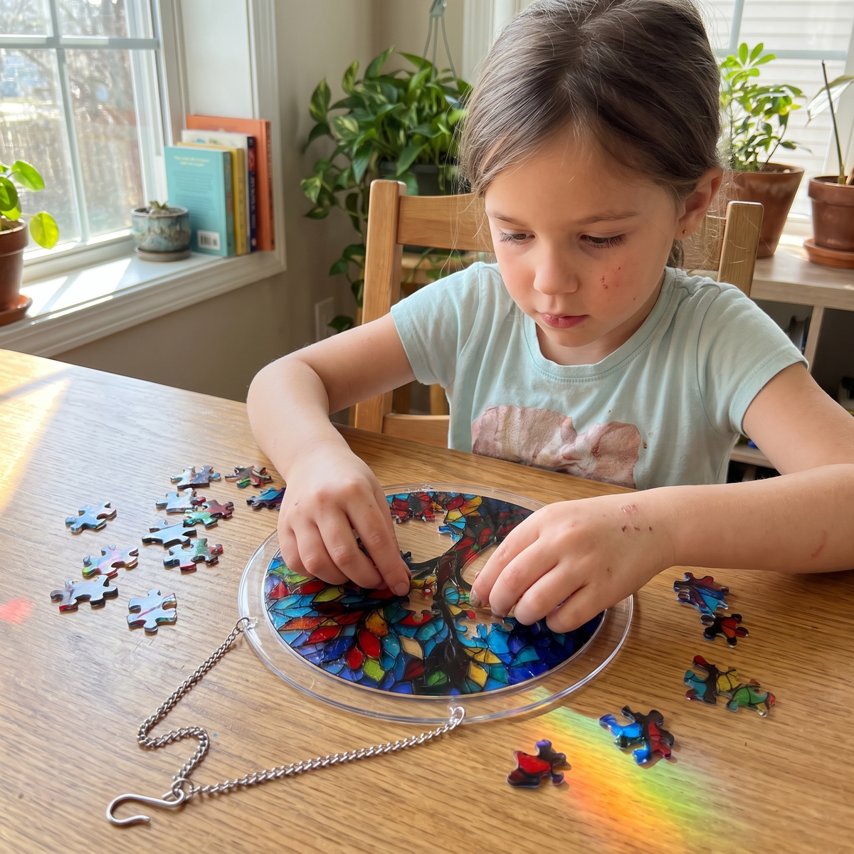 Buntglas-Fensterbild-Puzzle für Fenster