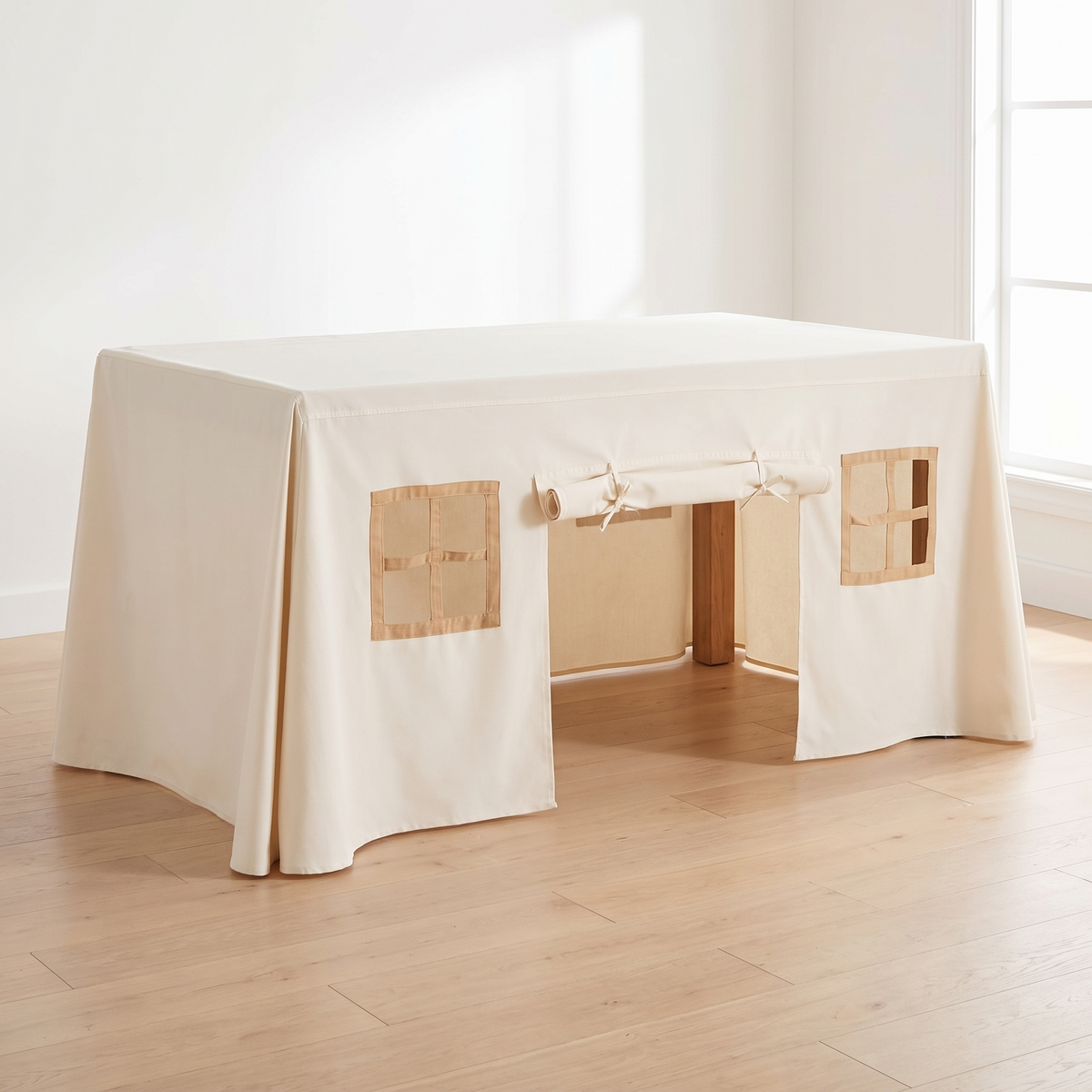 Tisch-Spielzelt | Passt über Esstische, 290 x 230 cm – Natur