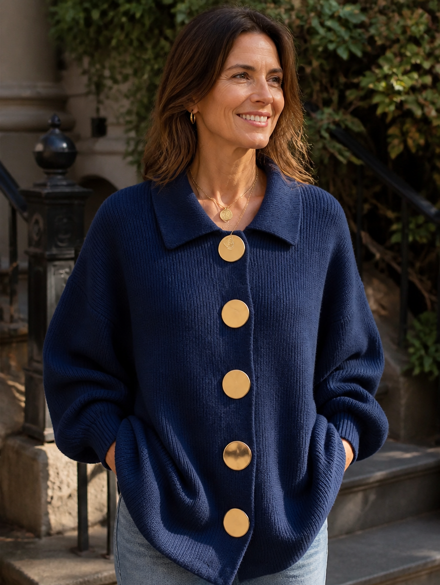 Oversized Cardigan mit Kragen für Damen