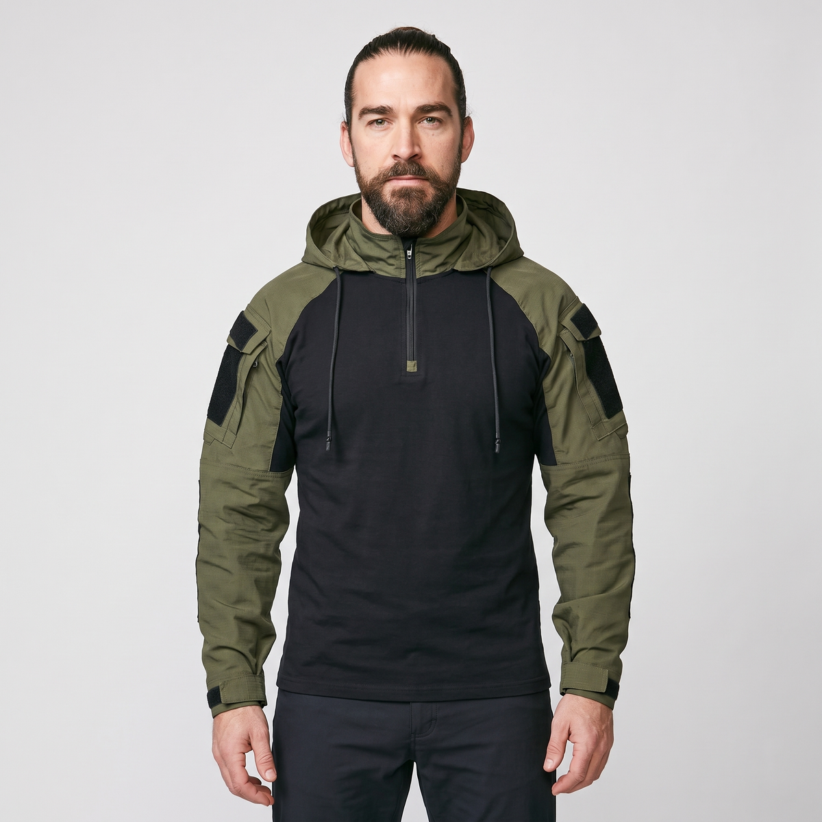 Herren-Hoodie - Taktisches Quarter-Zip-Kampfshirt - Angelhoodie