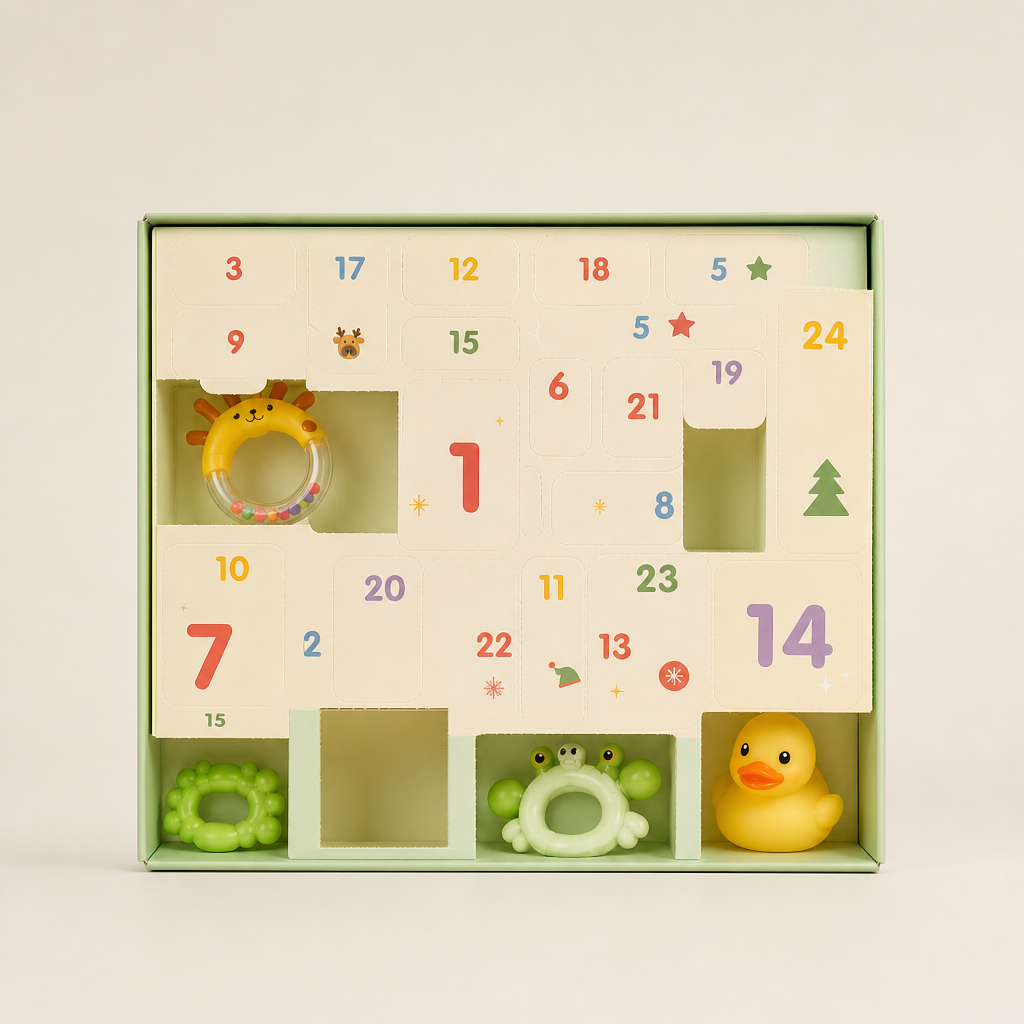 24-Tage Baby-Adventskalender mit Sensorik-Spielzeug