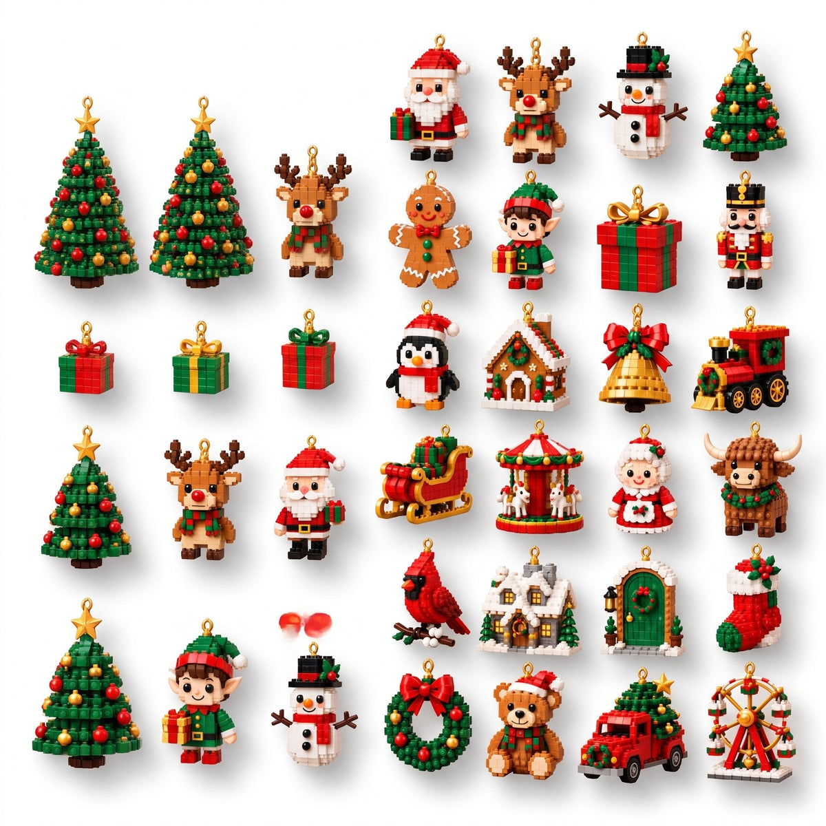 Weihnachts-Adventskalender - 24 Mini-Weihnachtsfiguren aus Bausteinen
