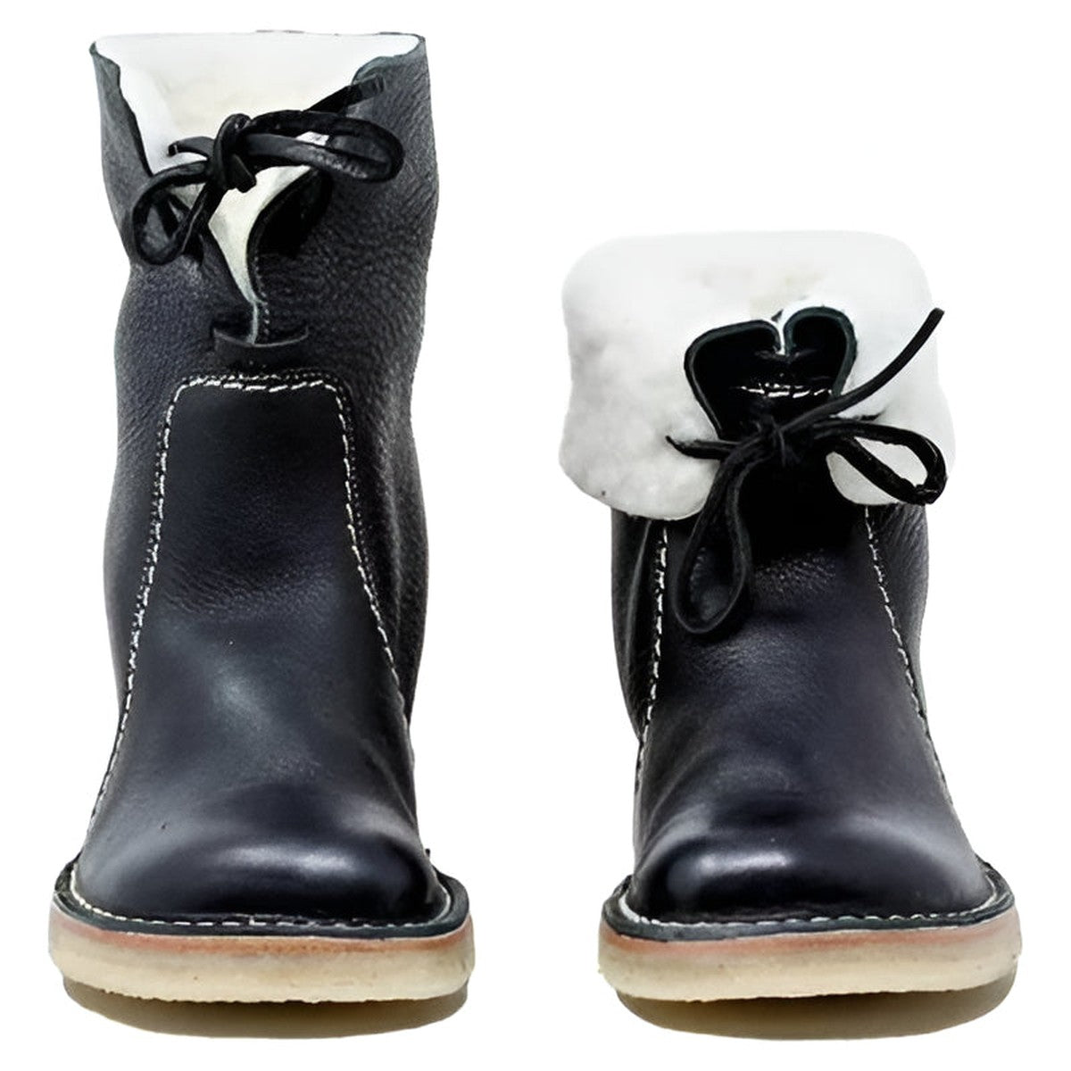 Leder-Winterstiefel mit warmer Wollfütterung und umklappbarem Schaft