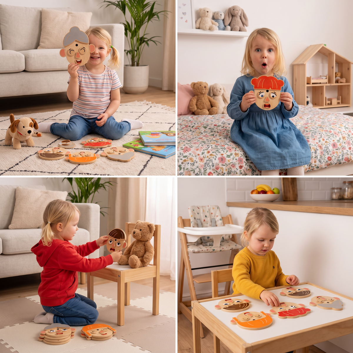 Holz-Lernspielzeug Gesichtsausdrücke & Emotionen für Kinder
