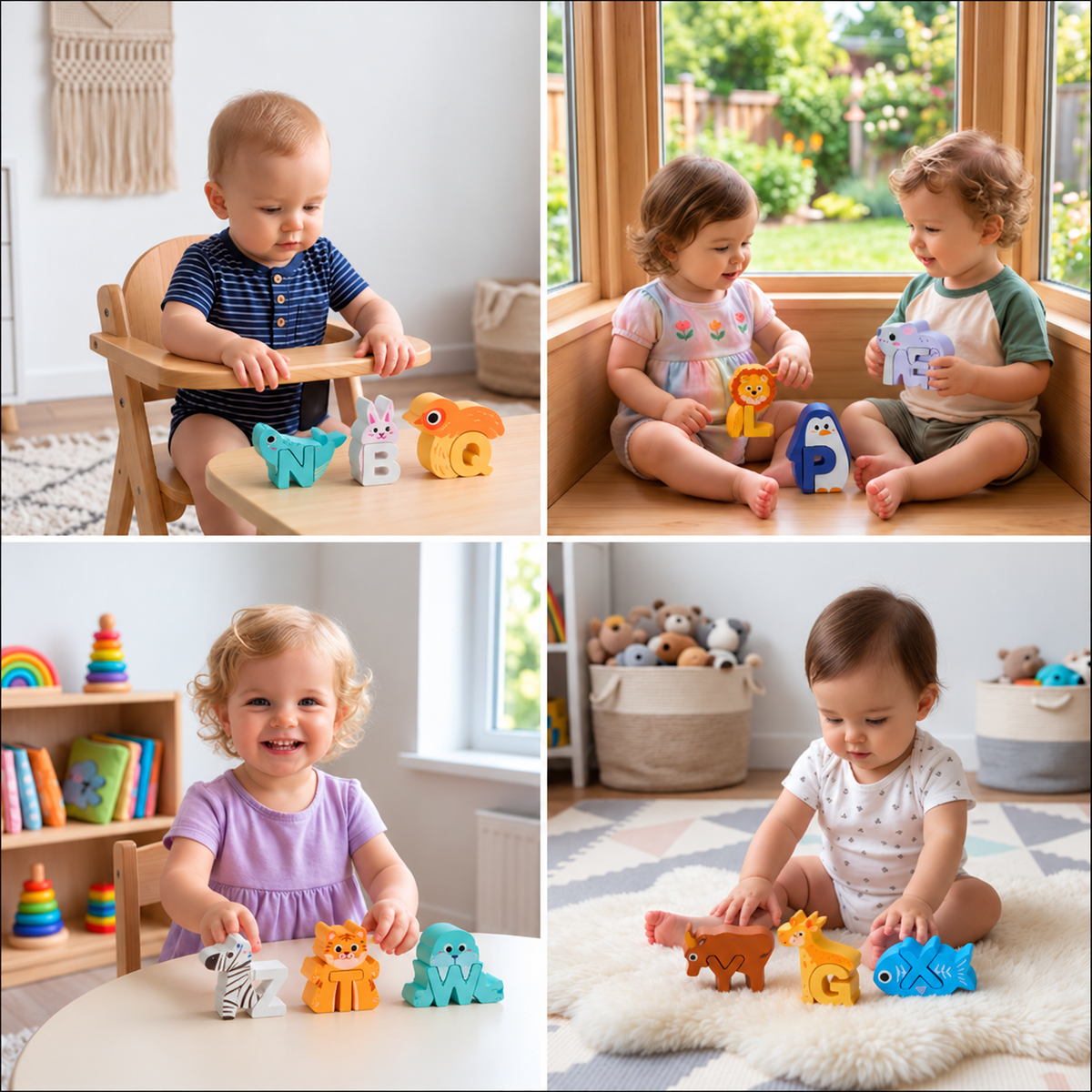 52-teiliges Montessori 3D-Alphabet-Bausteine-Set