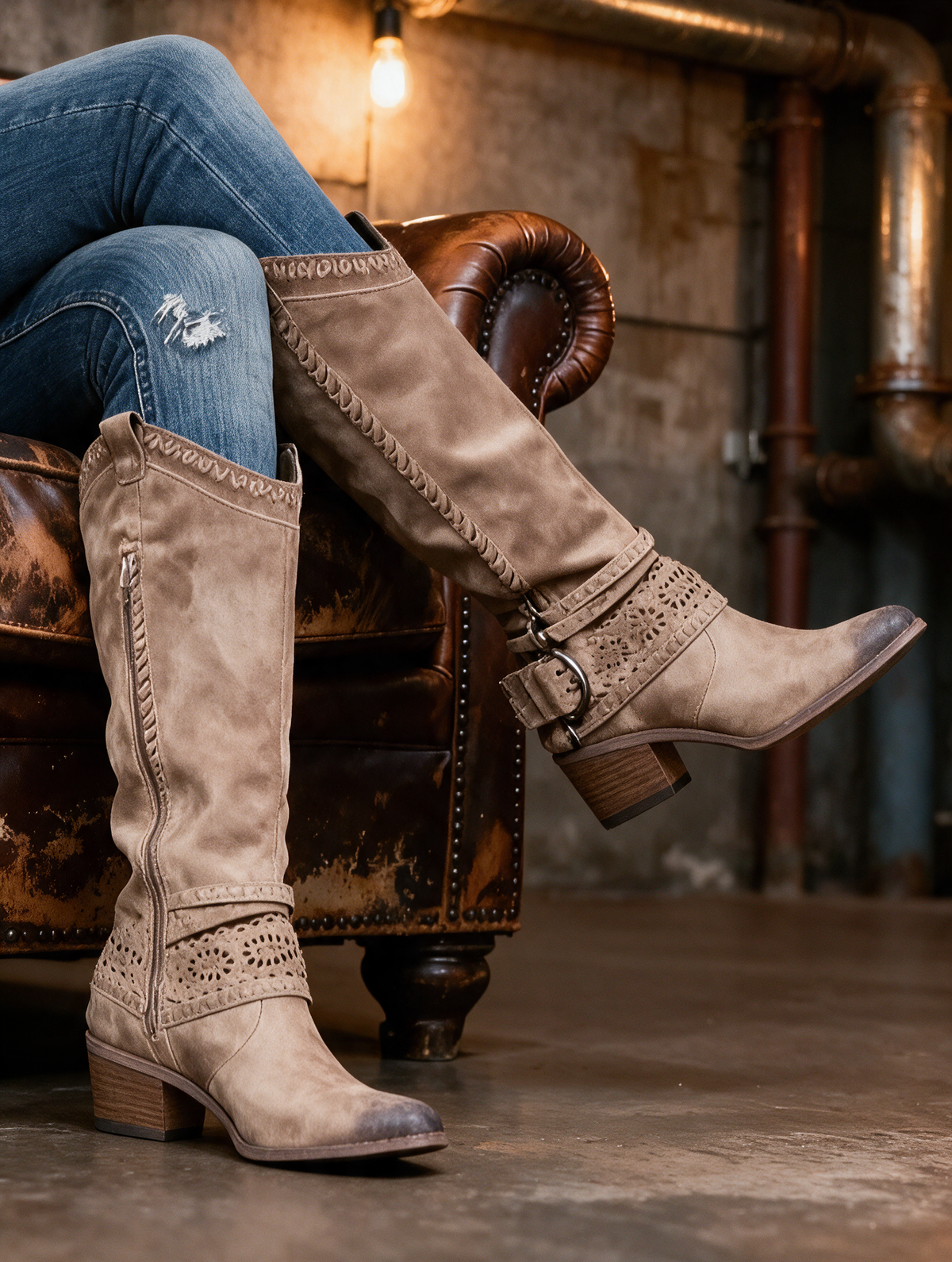 Sophie Westernstiefel mit Riemendetail
