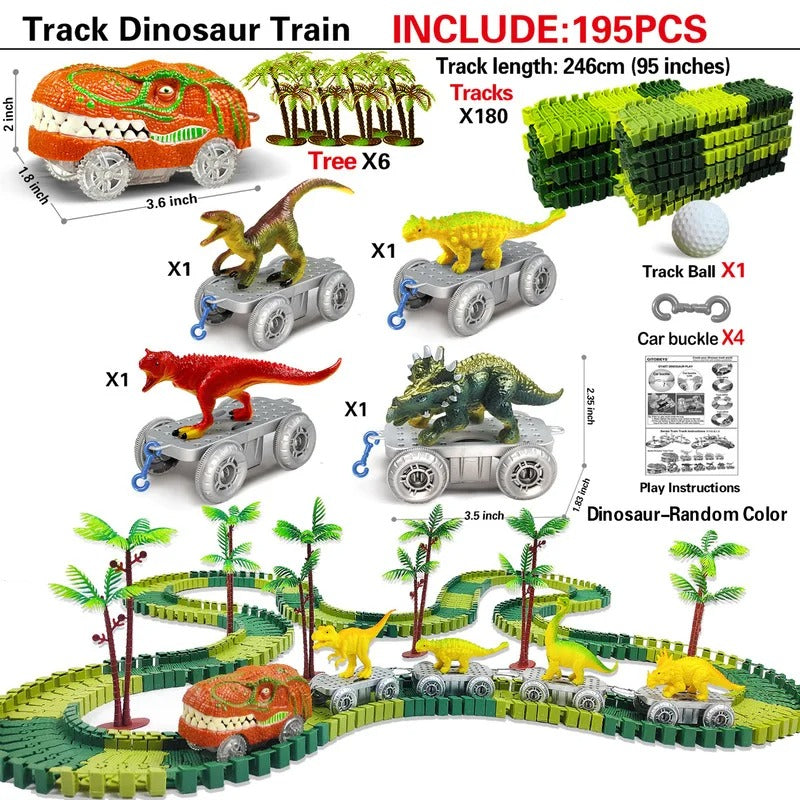 Dinosaur Track Adventure – Flexible Rennbahn mit leuchtender Lok