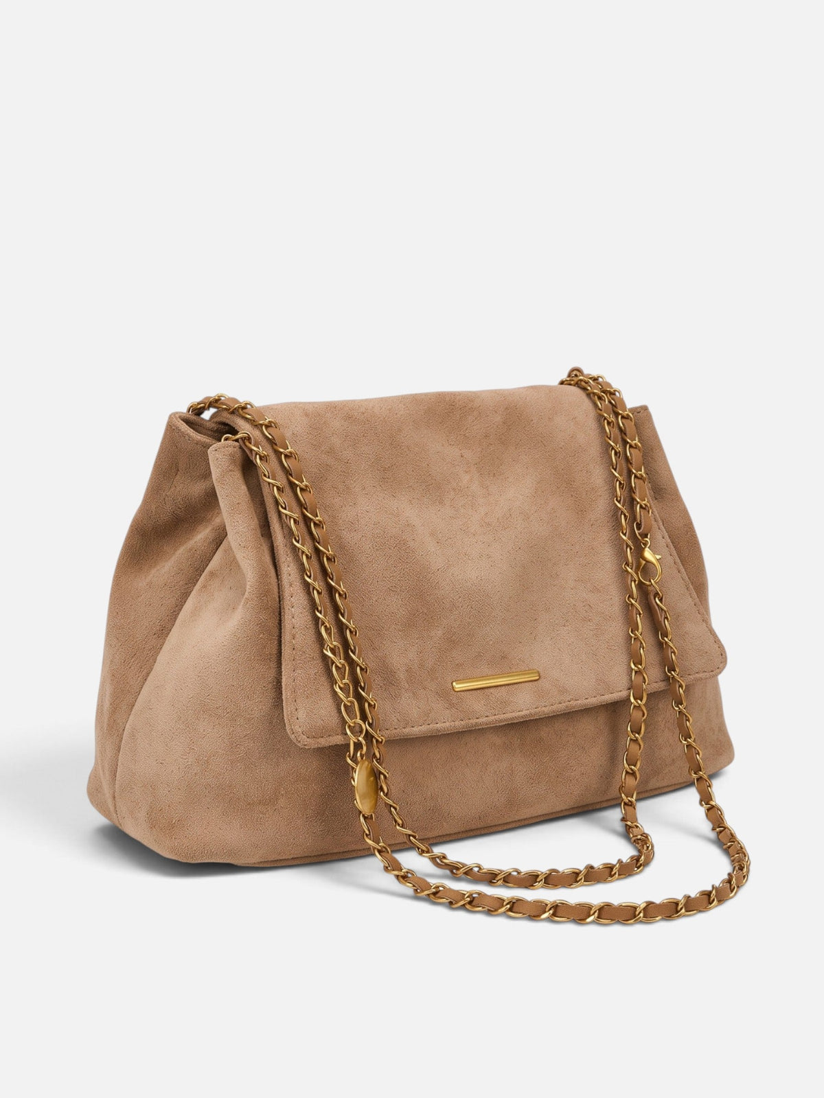Schultertasche Damen Wildlederoptik Kette