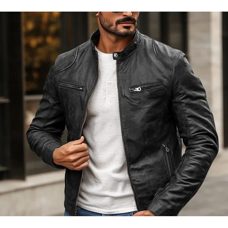 Herren Reißverschluss-Jacke mit Stehkragen und Reißverschlusstaschen