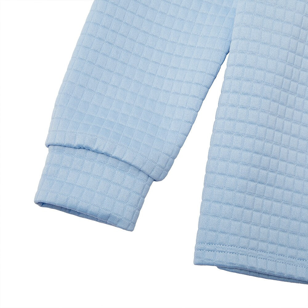 Klassisches Waffle-Poloshirt mit Viertel-Reißverschluss