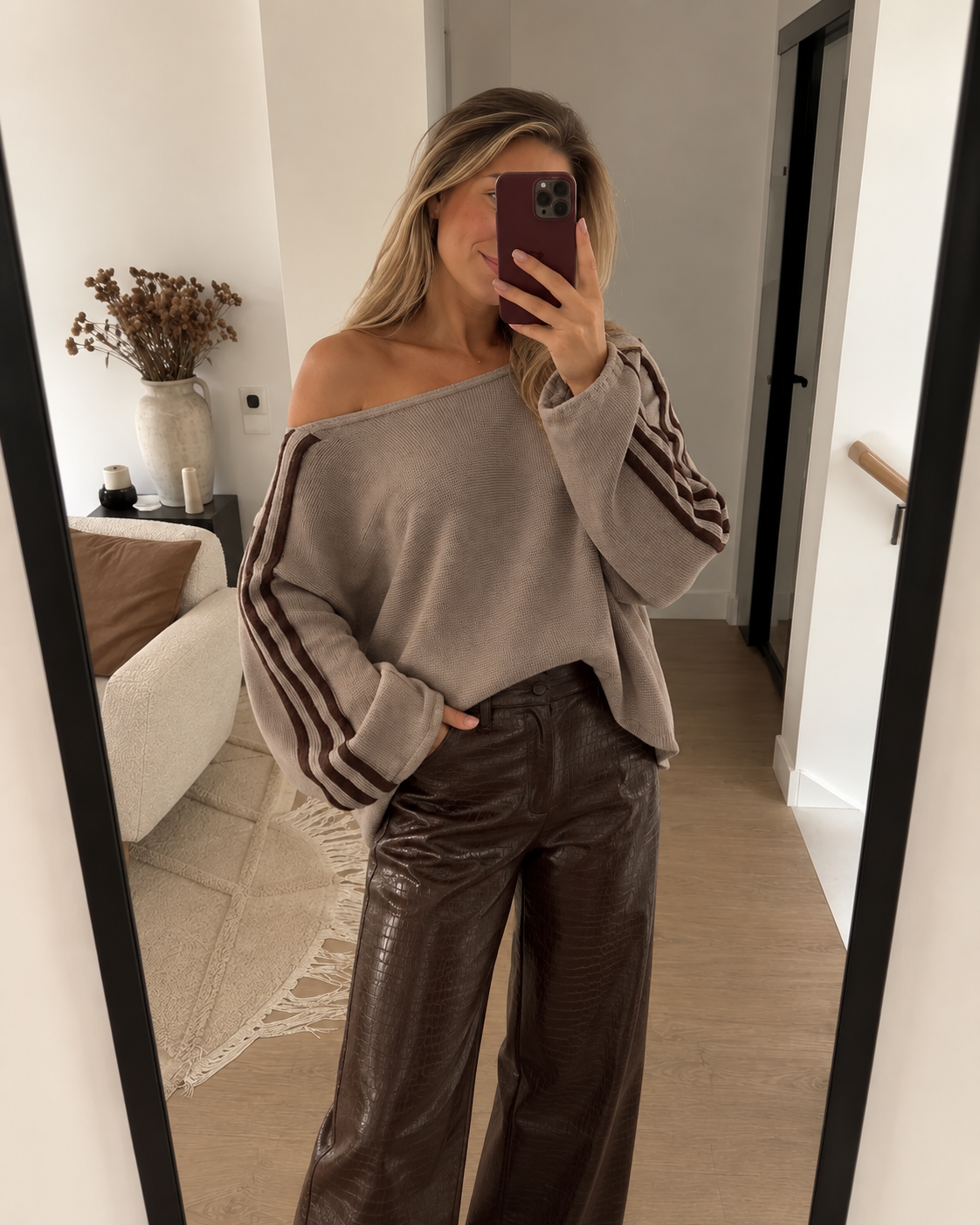 Off-Shoulder-Streifenpullover