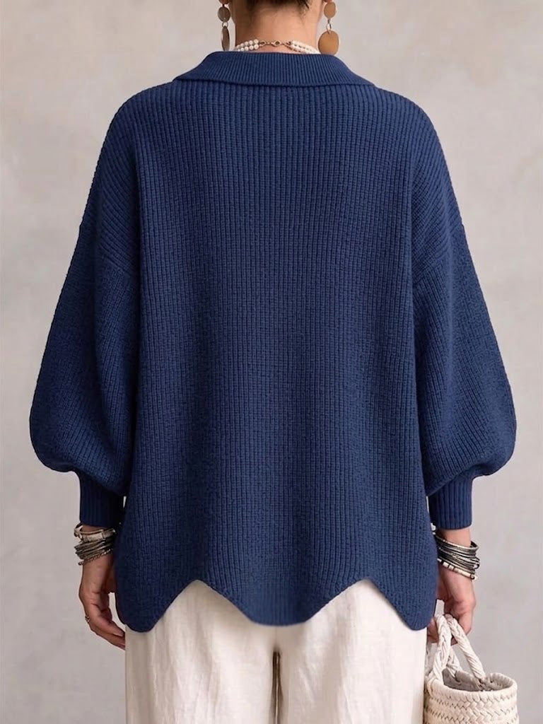 Oversized Cardigan mit Kragen und großen Metallknöpfen