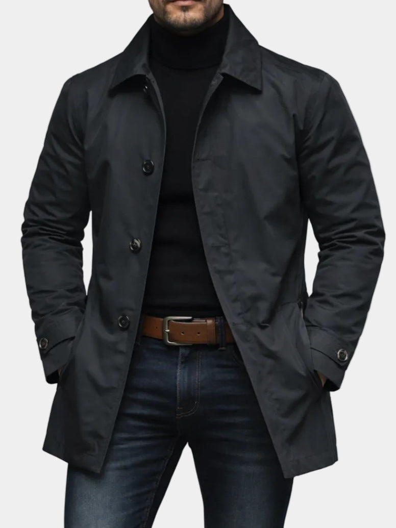 Herren Kurzmantel einreihig mit klassischem Kragen, elegant für Frühling und Büro