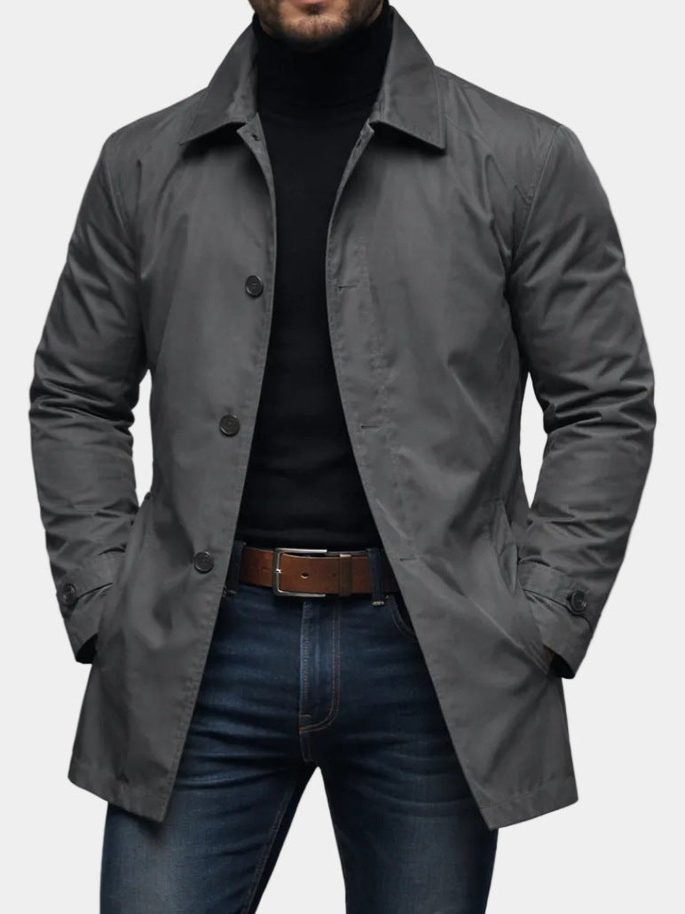 Herren Kurzmantel einreihig mit klassischem Kragen, elegant für Frühling und Büro