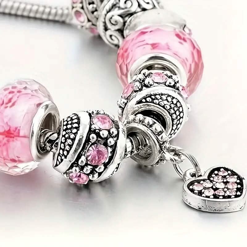 Rosa herzförmiges Anhänger-Armband