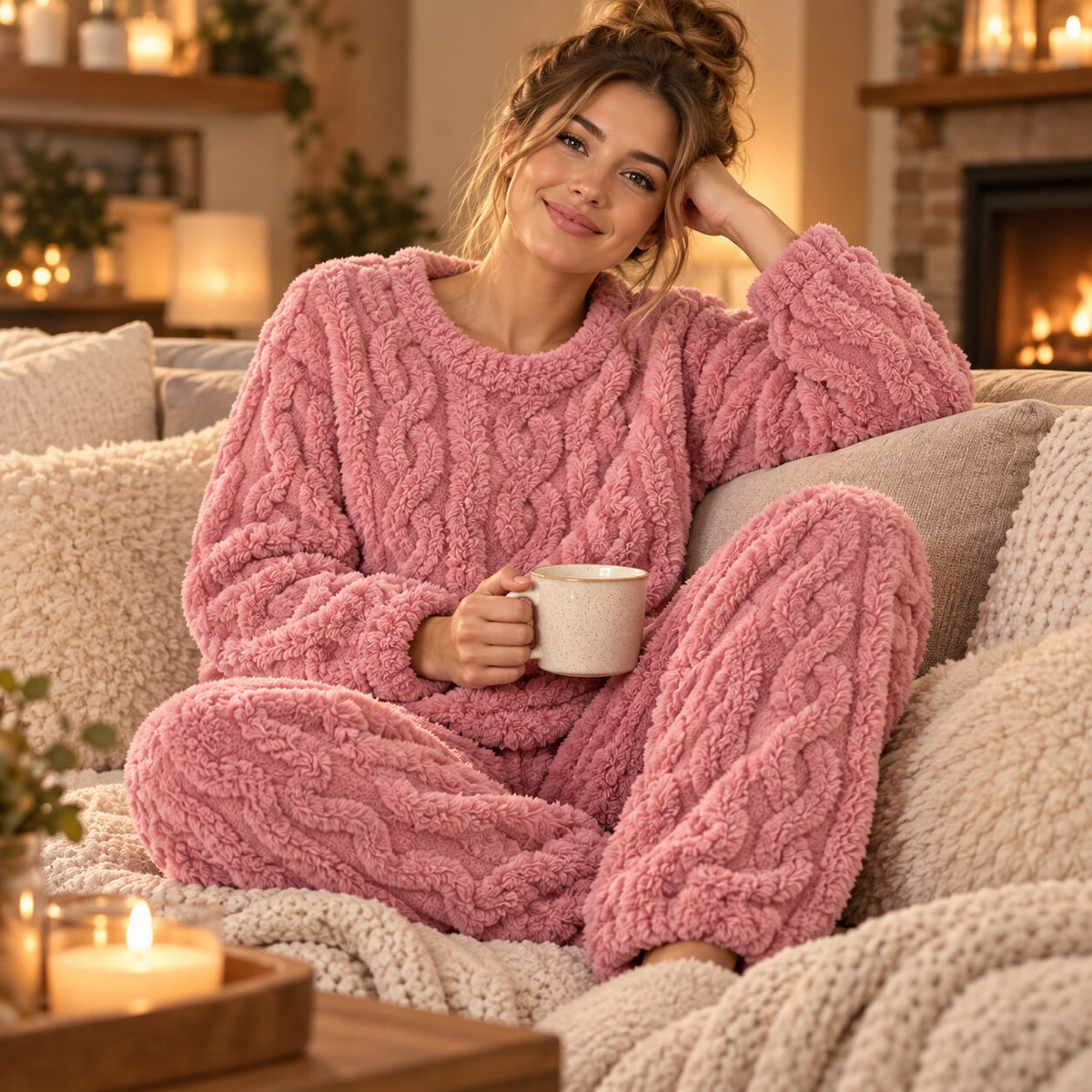 Kabelgestricktes Loungewear-Set