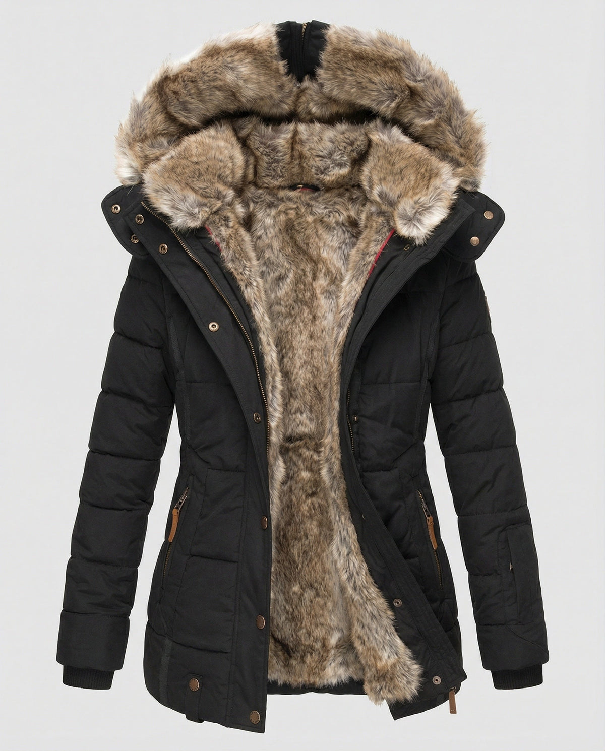 Warme wasserdichte Winterjacke mit Innenfutter und Kapuze
