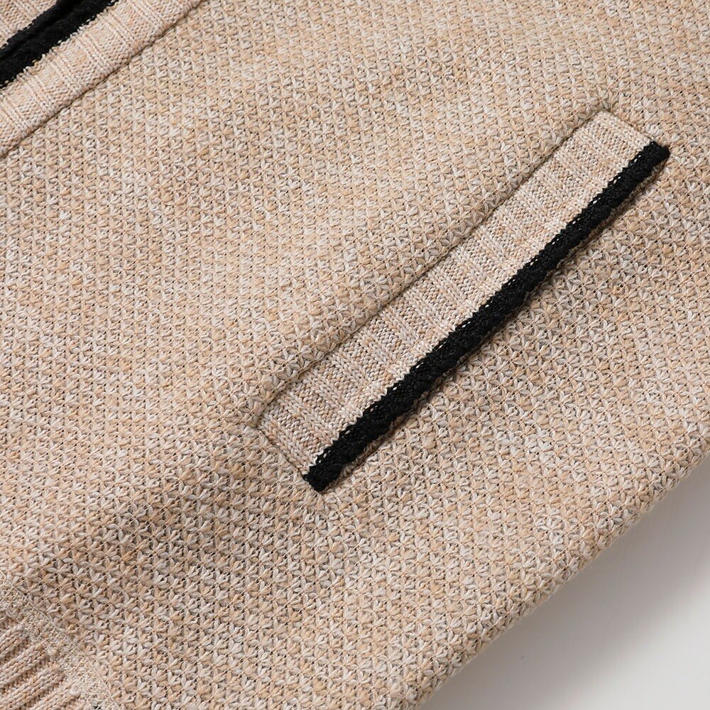 Fleece-Strickjacke mit Reißverschluss und Rippenstrick
