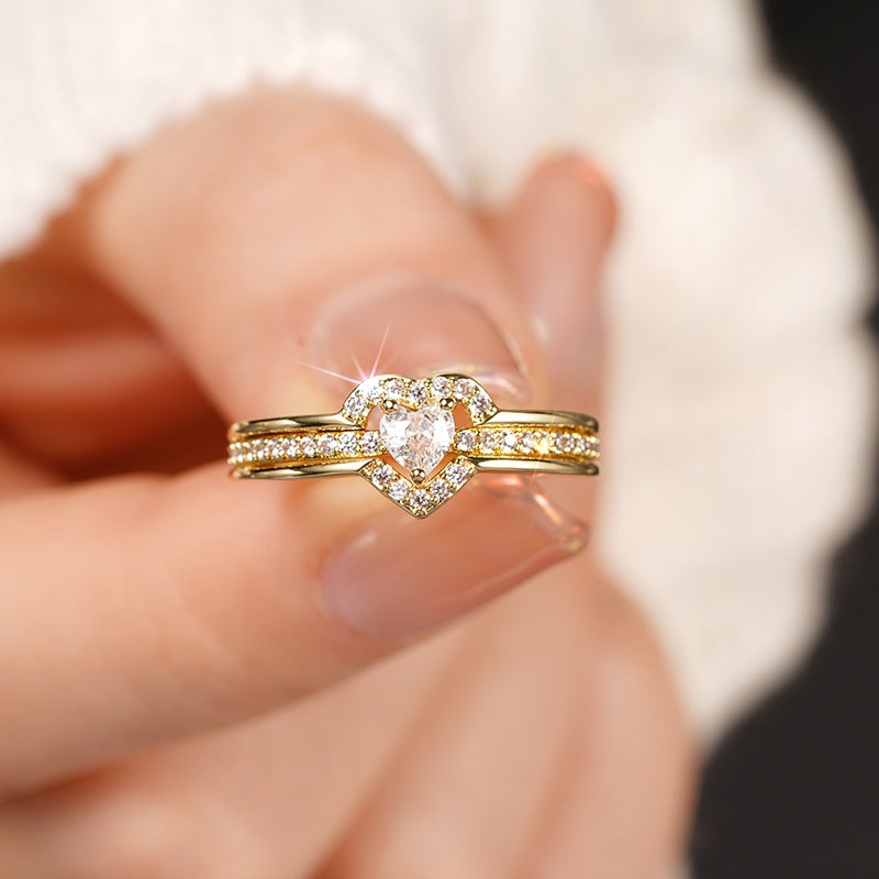 Eleganter 925 Sterling Silber Herz-Ring mit funkelnden Zirkonia