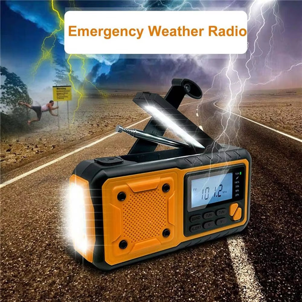 Notfallradio mit Solarbetrieb, Handkurbel und Powerbank-Funktion