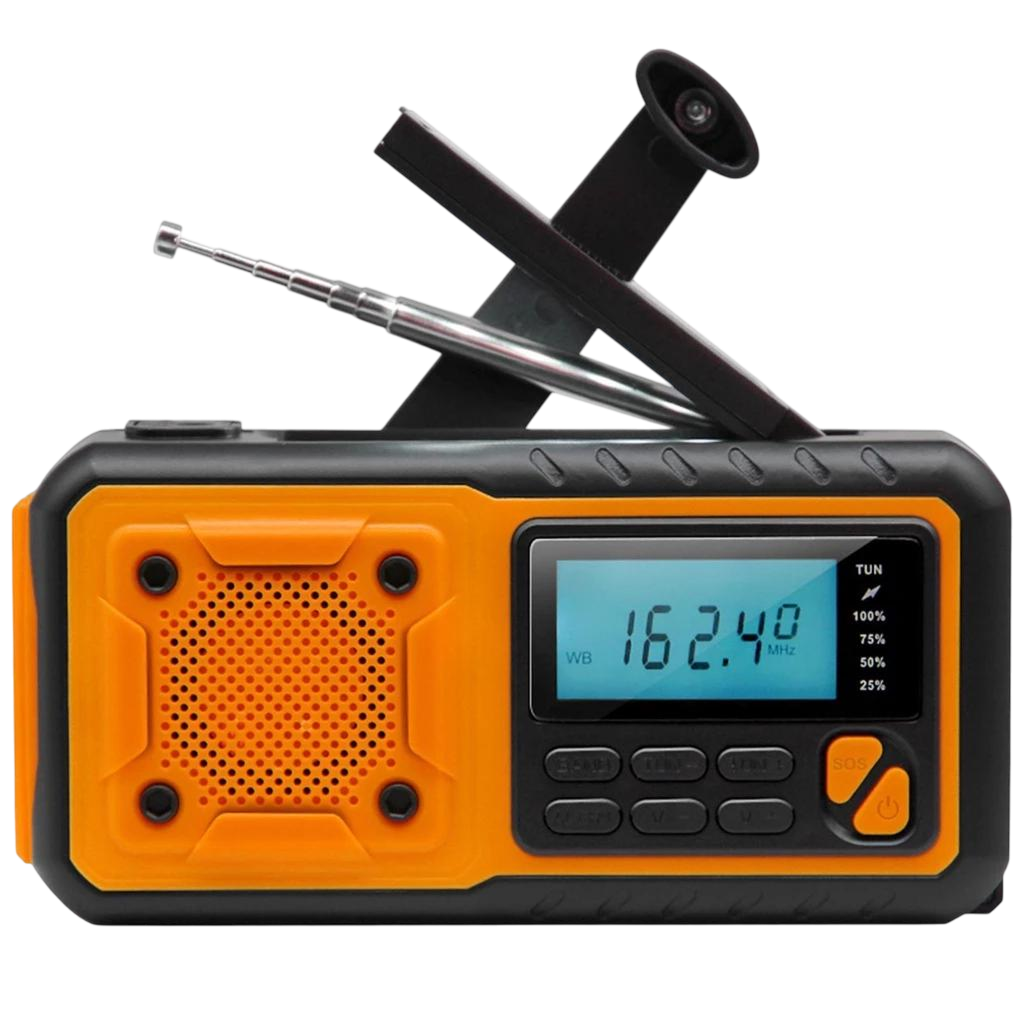 Notfallradio mit Solarbetrieb, Handkurbel und Powerbank-Funktion