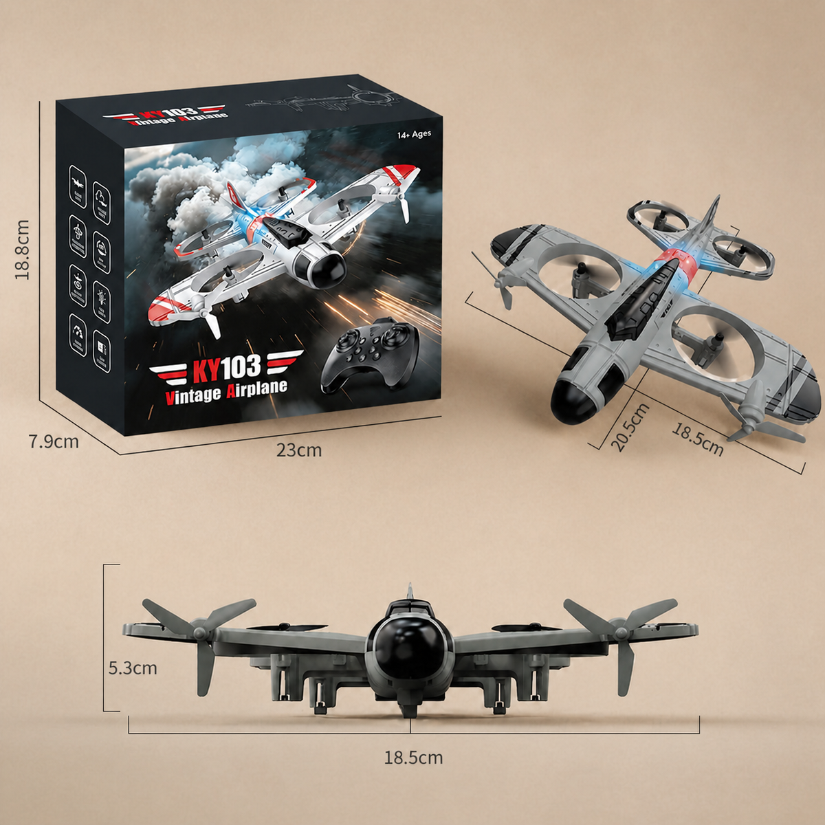 2-in-1 Ferngesteuertes Kampfjet & Drohnen-Spielzeug