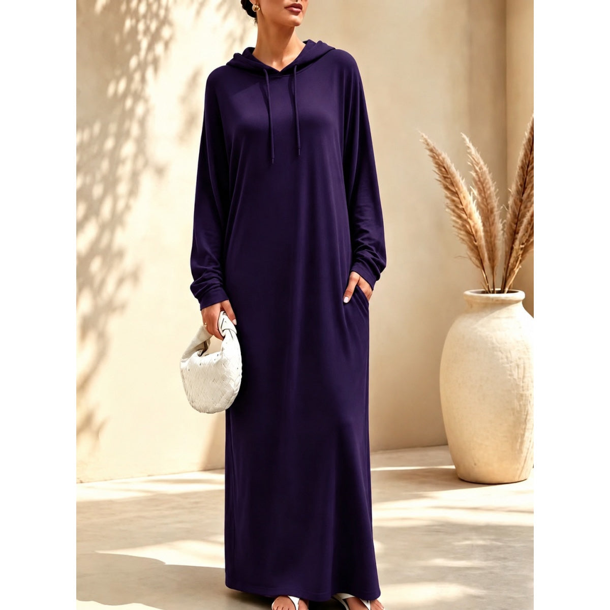 Oversize Maxikleid mit Kapuze für Damen für Herbst & Winter