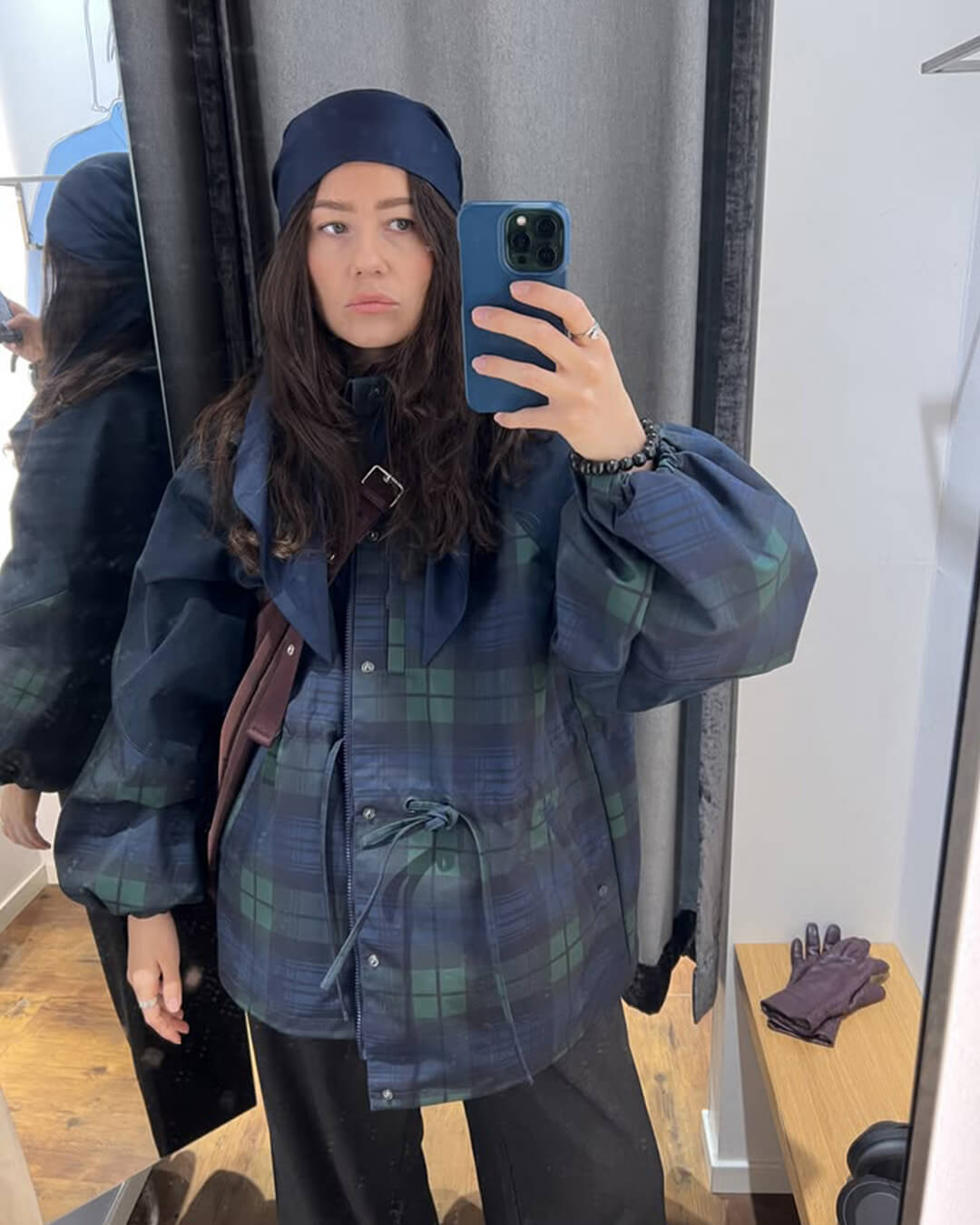 Emma Oversized Karierte Schnür-Jacke