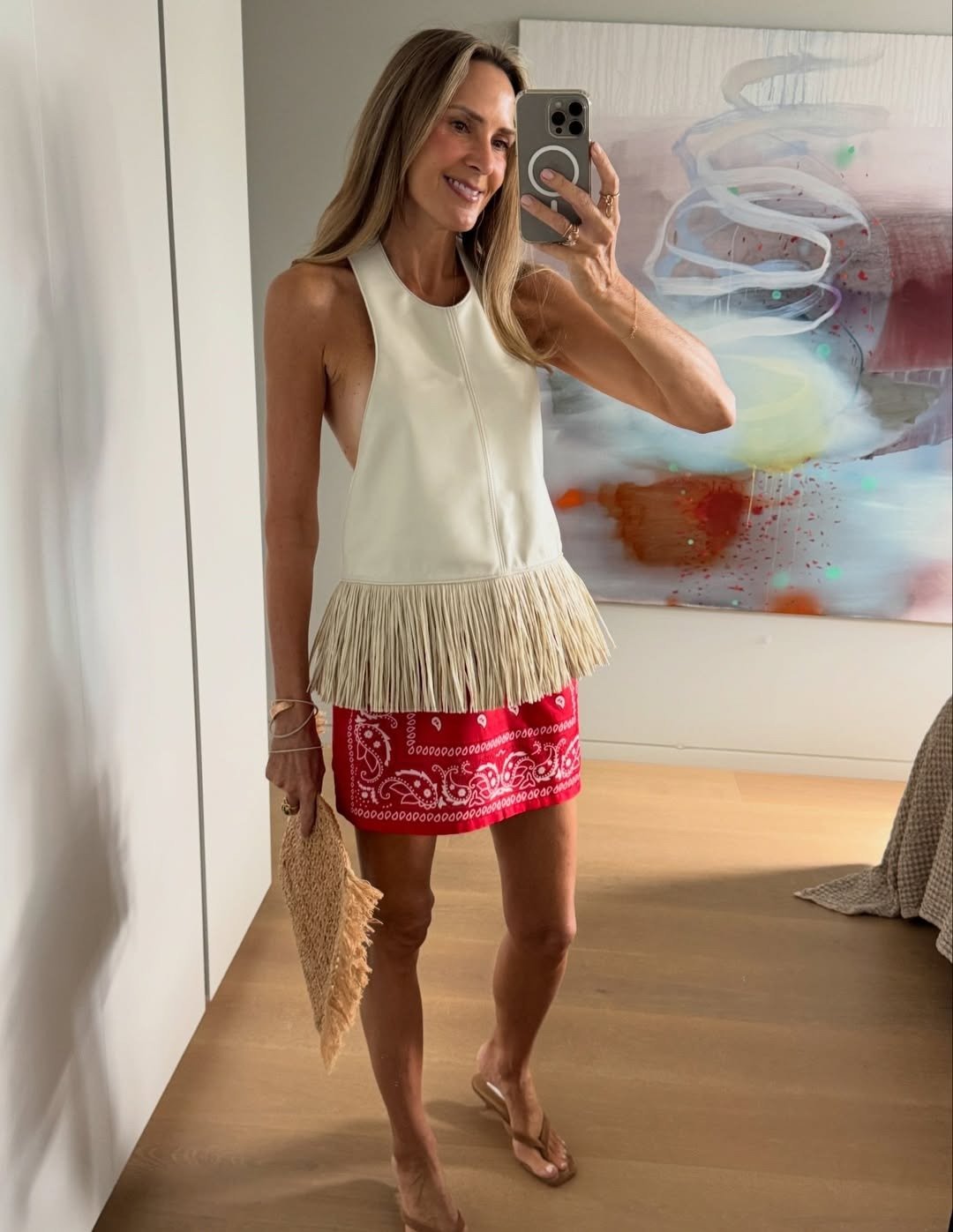 Sierra Kunstleder Fransen Neckholder-Top
