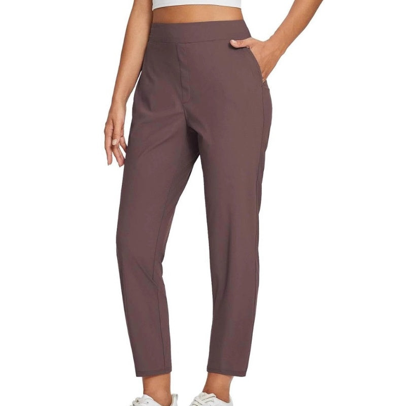 Damen-Hose mit hohem Bund und Reißverschlusstaschen – Leicht, Atmungsaktiv, Weich 26"/27" Knöchelhose