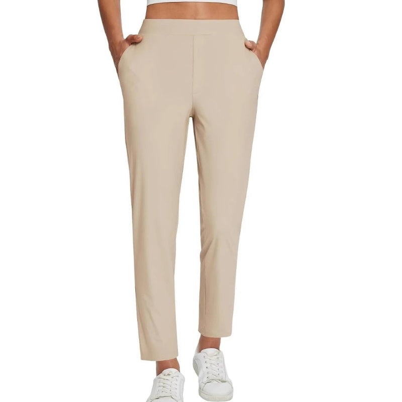 Damen-Hose mit hohem Bund und Reißverschlusstaschen – Leicht, Atmungsaktiv, Weich 26"/27" Knöchelhose