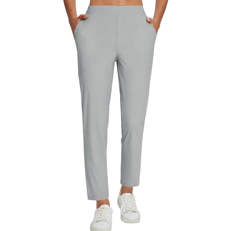 Damen-Hose mit hohem Bund und Reißverschlusstaschen – Leicht, Atmungsaktiv, Weich 26"/27" Knöchelhose