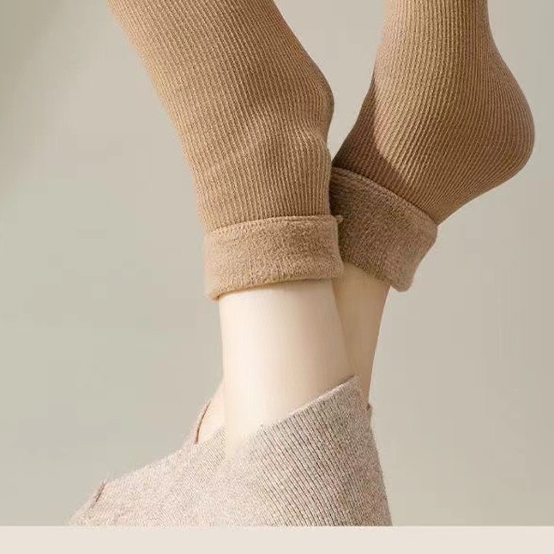 Dickere, warme einfarbige Socken für Damen, wadenlang