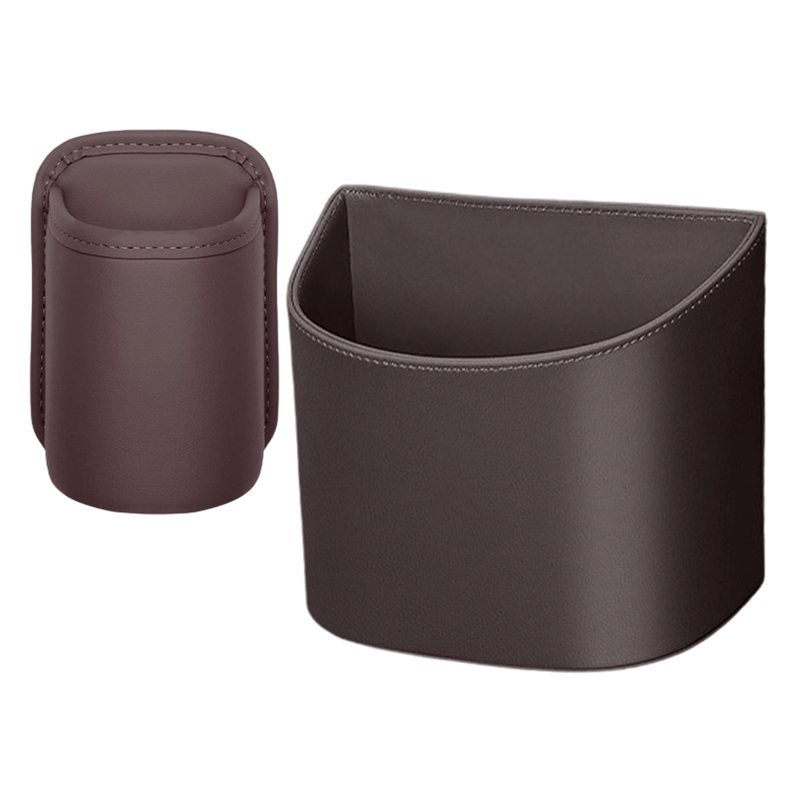 Leder Auto-Tür Getränkehalter – Breite Öffnung, einfacher Zugriff für Getränke & Handy. Clip-on sichere Passform. PU-Leder, robust & stilvoll.