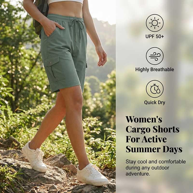 Damen Schnelltrocknende Cargo-Shorts mit Taschen