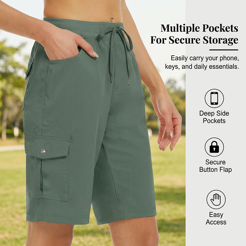 Damen Schnelltrocknende Cargo-Shorts mit Taschen