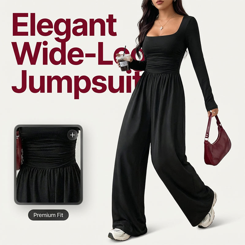 Damen Lässiger Overall mit Quadratischem Ausschnitt und weitem Bein