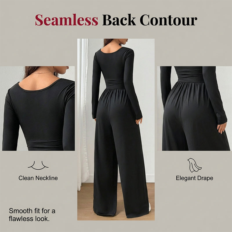 Damen Lässiger Overall mit Quadratischem Ausschnitt und weitem Bein