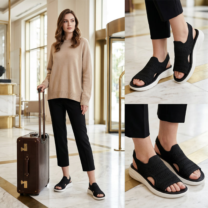 Atmungsaktive Strick-Plateau-Sandalen