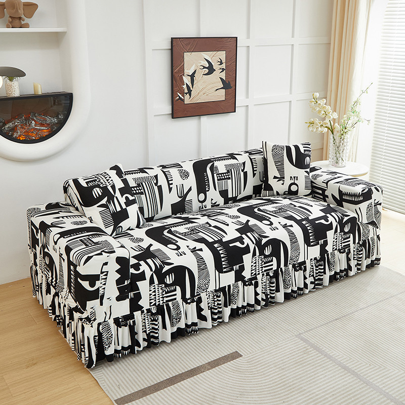 Universal Stretch Fitted Couch Slipcover – Hochelastischer Premium-Stoff, Eleganter Rüschensaum & Komplettes Wohnzimmer-Upgrade – Sofort-Sofa-Makeover in Minuten